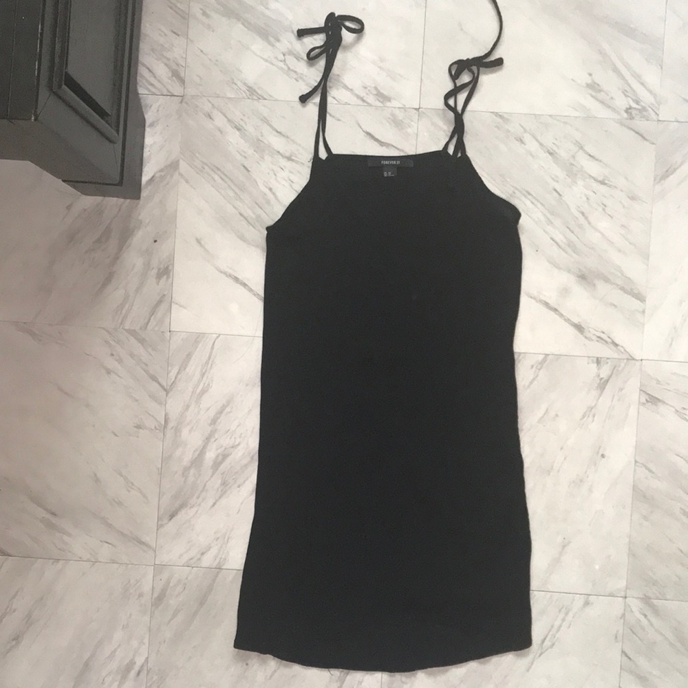 Forever 21 Black Sz XS Tie Straps Swim Beach Cover Up Dress